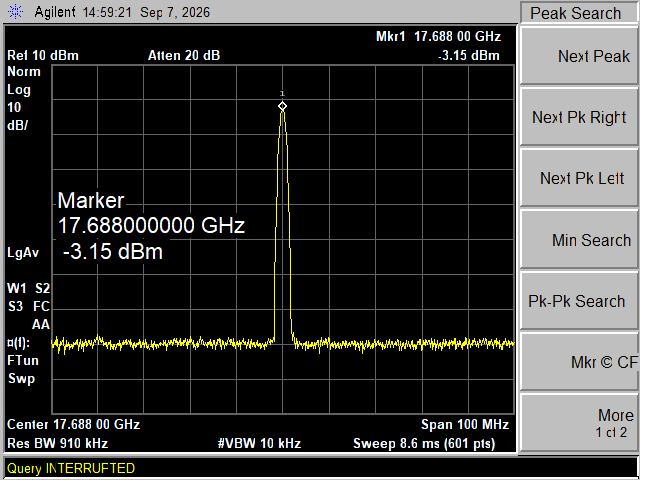 Span 100 MHz 측정 화면